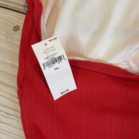 Old Navy NEW Womens One Piece Ribbed Swimsuit Red Scallop Bathing Suit XXL - Picture 8 of 8